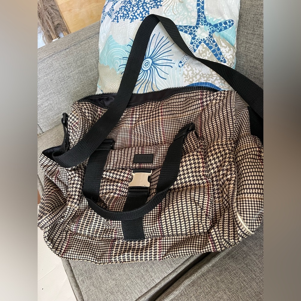 Lauren Ralph Lauren Crossbody Houndstooth Zip/Buckle travel gym nylon duffle bag